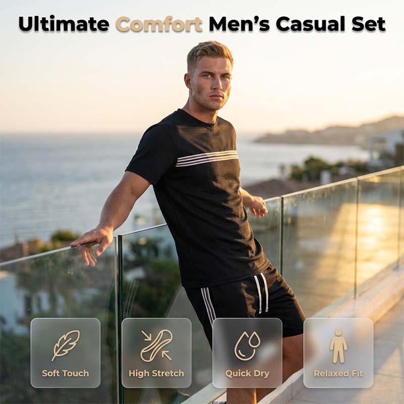 Ensemble deux pièces décontracté pour homme, t-shirt + short, résistant à l'usure