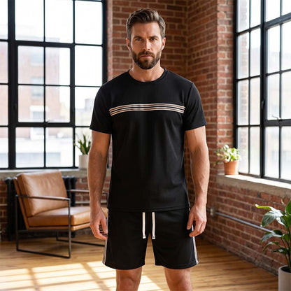 Ensemble deux pièces décontracté pour homme, t-shirt + short, résistant à l'usure