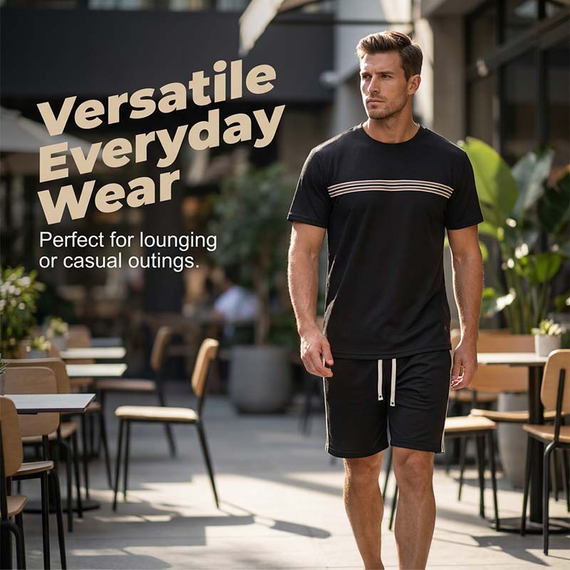 Ensemble deux pièces décontracté pour homme, t-shirt + short, résistant à l'usure
