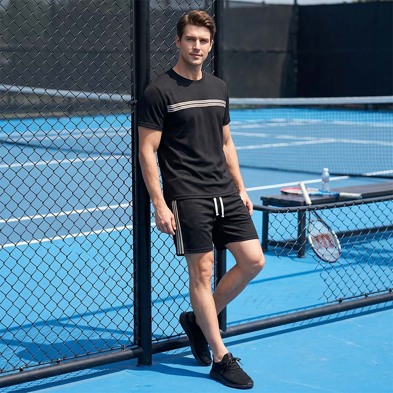Ensemble deux pièces décontracté pour homme, t-shirt + short, résistant à l'usure