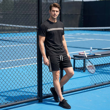 Ensemble deux pièces décontracté pour homme, t-shirt + short, résistant à l'usure
