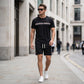 Ensemble deux pièces décontracté pour homme, t-shirt + short, résistant à l'usure