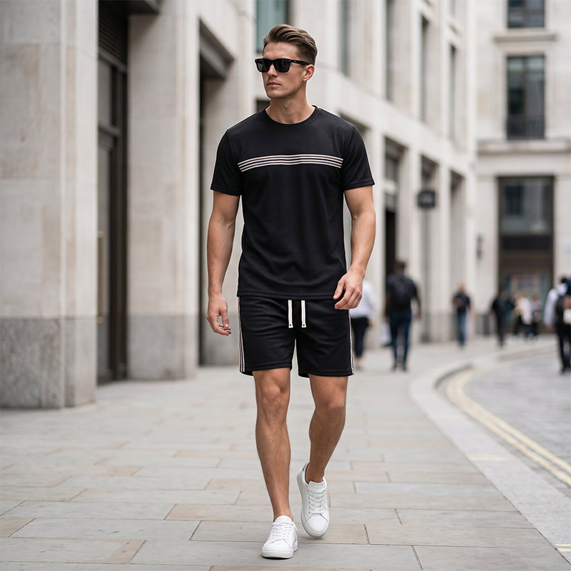 Ensemble deux pièces décontracté pour homme, t-shirt + short, résistant à l'usure