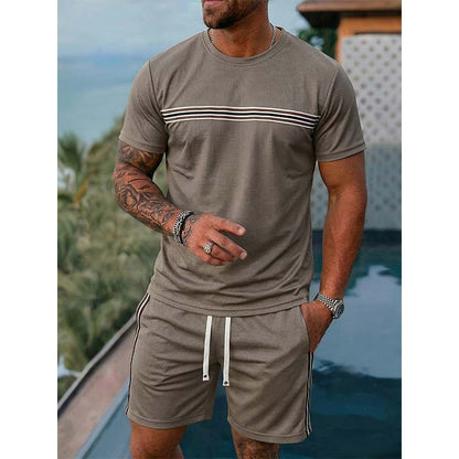 Ensemble deux pièces décontracté pour homme, t-shirt + short, résistant à l'usure