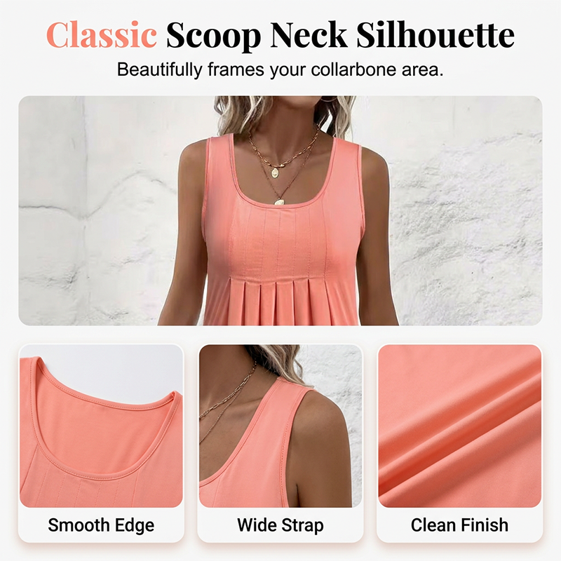 Jupe plissée sans manches, robe débardeur, style décontracté et polyvalent