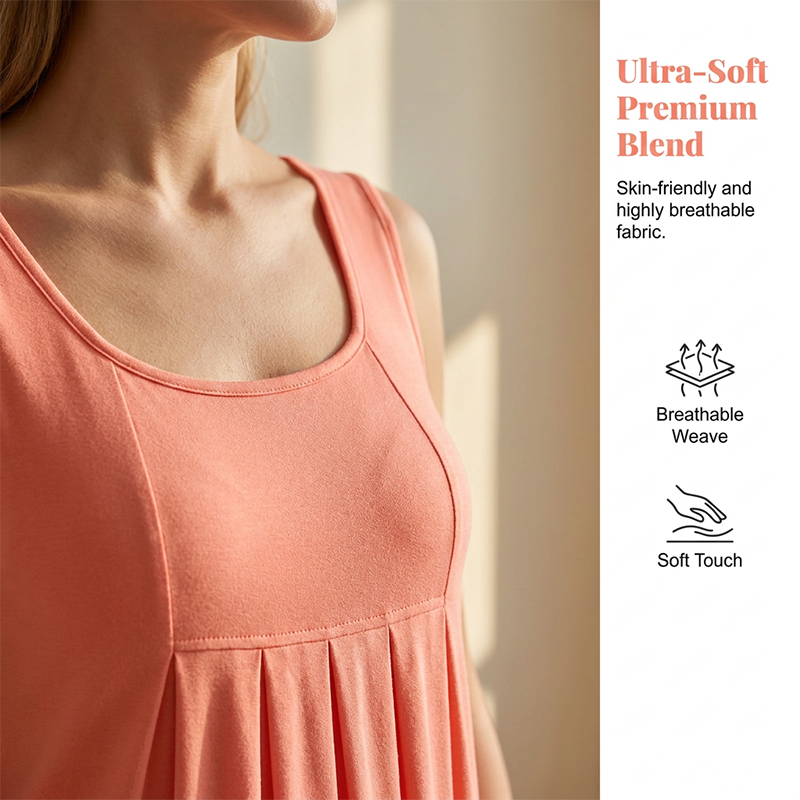 Jupe plissée sans manches, robe débardeur, style décontracté et polyvalent