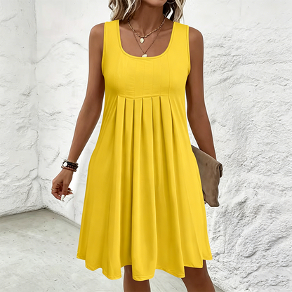 Jupe plissée sans manches, robe débardeur, style décontracté et polyvalent