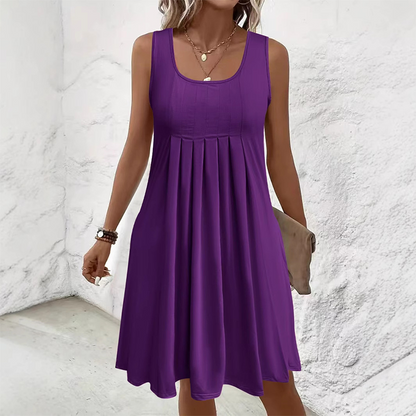 Jupe plissée sans manches, robe débardeur, style décontracté et polyvalent