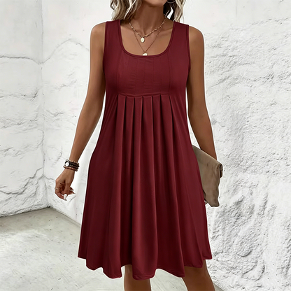 Jupe plissée sans manches, robe débardeur, style décontracté et polyvalent