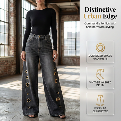 🔥Promotion exceptionnelle : 50 % de réduction🌟Jean pour femme à jambes larges avec œillets