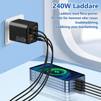 Chargeur mural rapide universel GaN à 8 ports