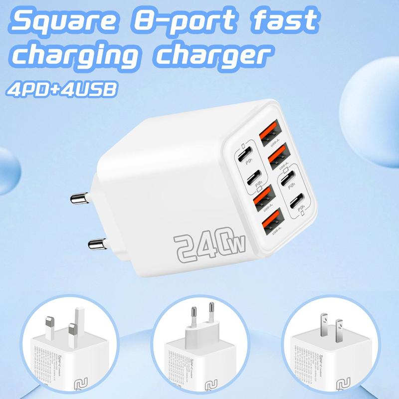 Chargeur mural rapide universel GaN à 8 ports