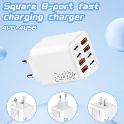 Chargeur mural rapide universel GaN à 8 ports