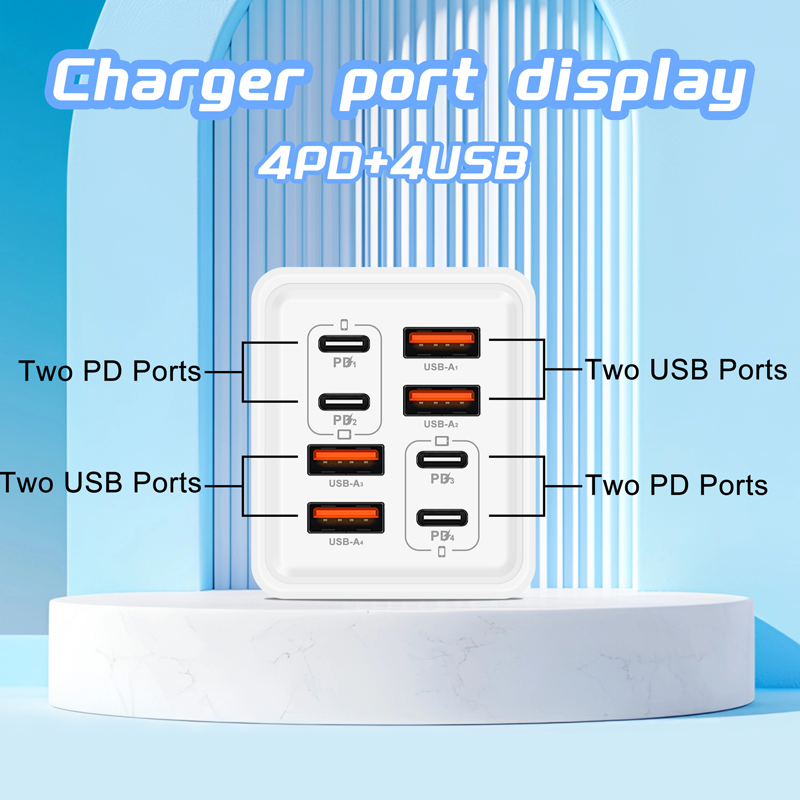 Chargeur mural rapide universel GaN à 8 ports