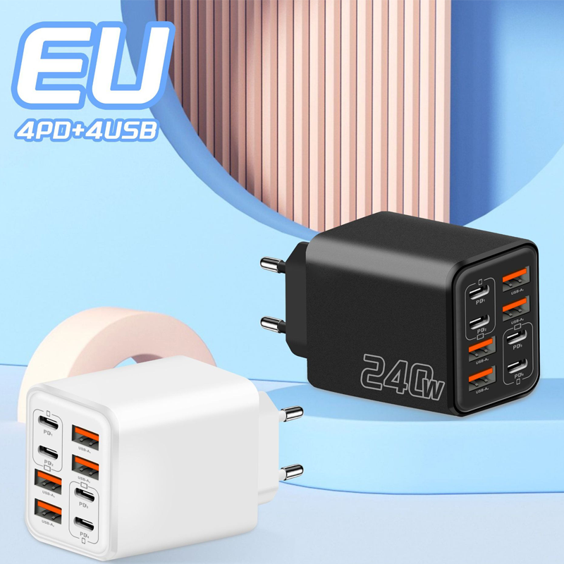 Chargeur mural rapide universel GaN à 8 ports