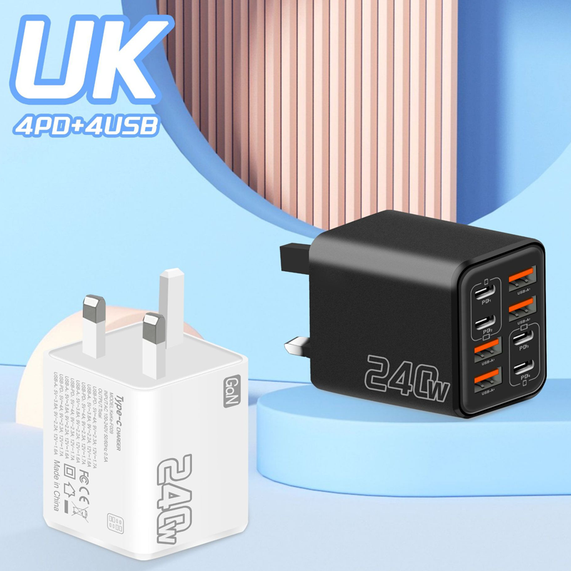 Chargeur mural rapide universel GaN à 8 ports