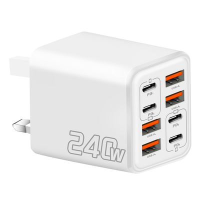 Chargeur mural rapide universel GaN à 8 ports