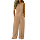 ✨🔥 PROMO FLASH 50% ! Ensemble Décontracté Femme 2 Pièces – Top sans Manches Boutonné & Pantalon Large, Tissu Polyester Léger, Style Minimaliste Chic, 8 Couleurs 🌿