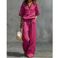 Ensemble Femme 2 Pièces en Lin - Haut à Col V et Pantalon