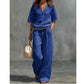 Ensemble Femme 2 Pièces en Lin - Haut à Col V et Pantalon