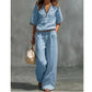 Ensemble Femme 2 Pièces en Lin - Haut à Col V et Pantalon