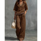 Ensemble Femme 2 Pièces en Lin - Haut à Col V et Pantalon