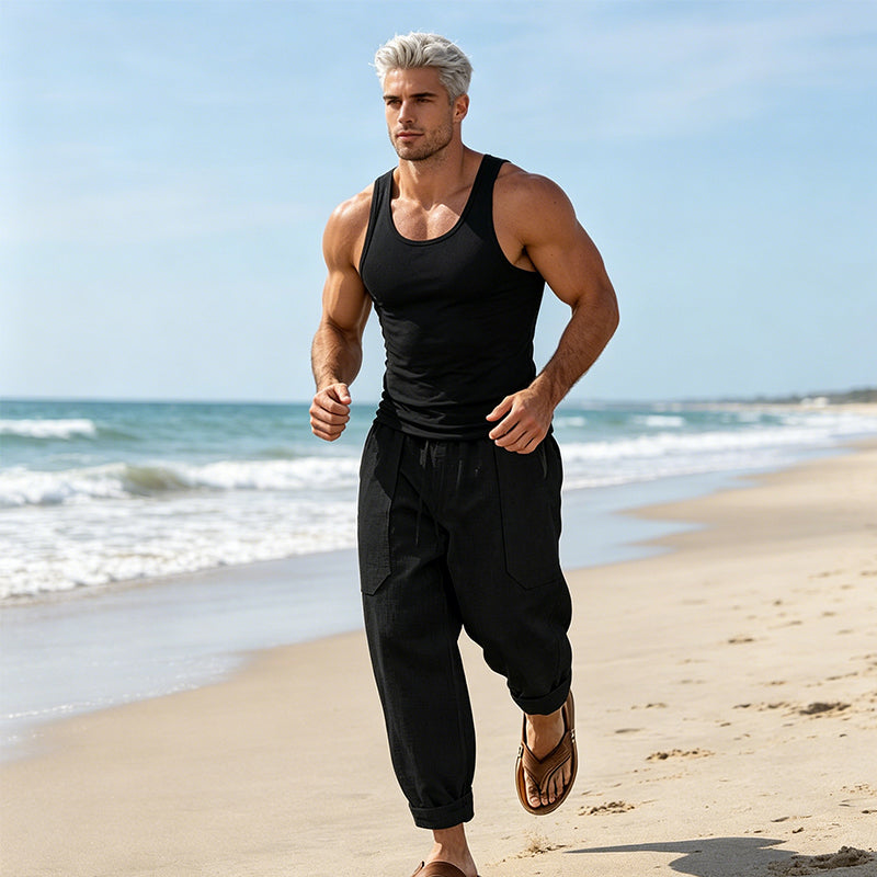 Pantalon pour homme à cordon de serrage, coupe ample et décontractée