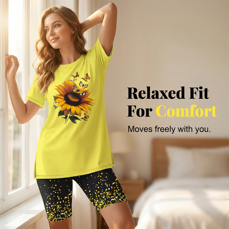 💕Ensemble tunique imprimée et short décontracté pour femme ✨Confortable, fluide et idéal pour les journées ensoleillées ☀️