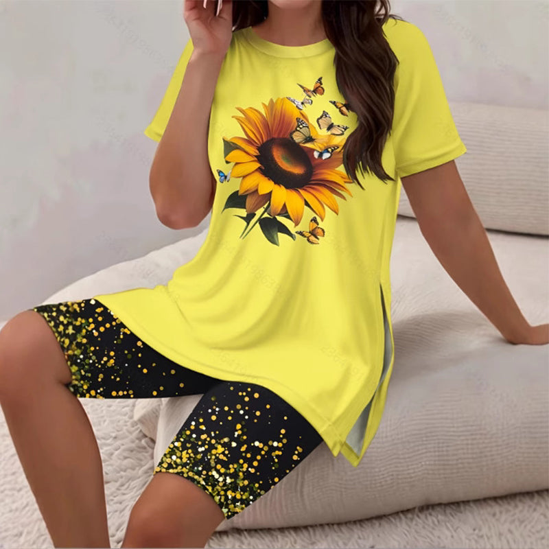 💕Ensemble tunique imprimée et short décontracté pour femme ✨Confortable, fluide et idéal pour les journées ensoleillées ☀️