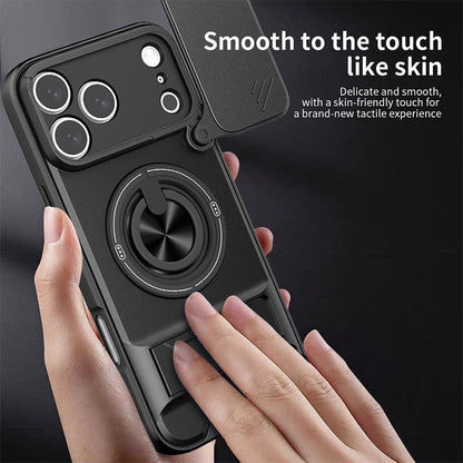 ⏳🔧 PROMO LIMITÉE 50% ! Coque de Protection 4-en-1 pour iPhone – Couverture Coulissante Caméra, Anneau Rotatif 360°, Support Magnétique, Double Kickstand, 5 Couleurs ⏰