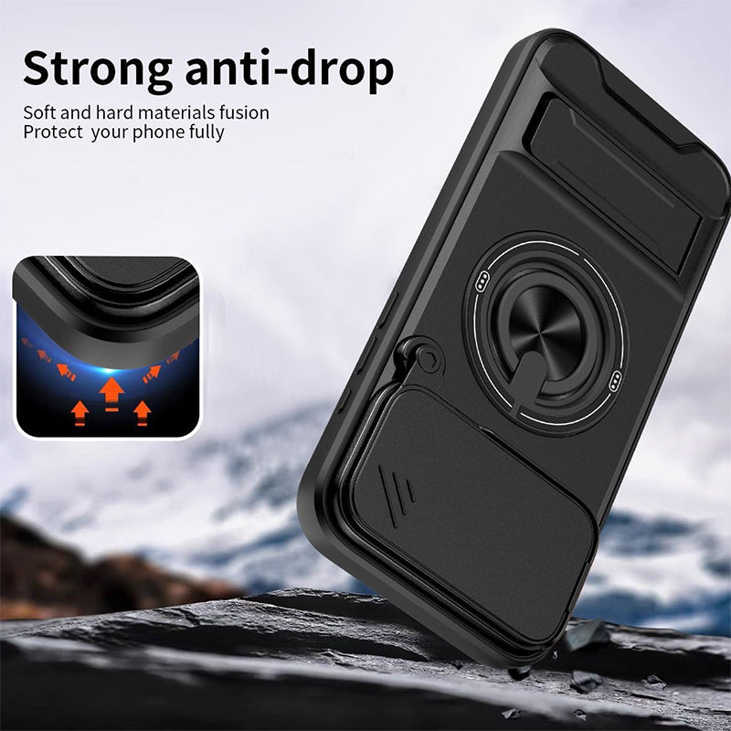 ⏳🔧 PROMO LIMITÉE 50% ! Coque de Protection 4-en-1 pour iPhone – Couverture Coulissante Caméra, Anneau Rotatif 360°, Support Magnétique, Double Kickstand, 5 Couleurs ⏰