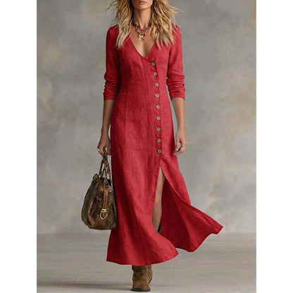 Robe chemise à manches longues style vintage