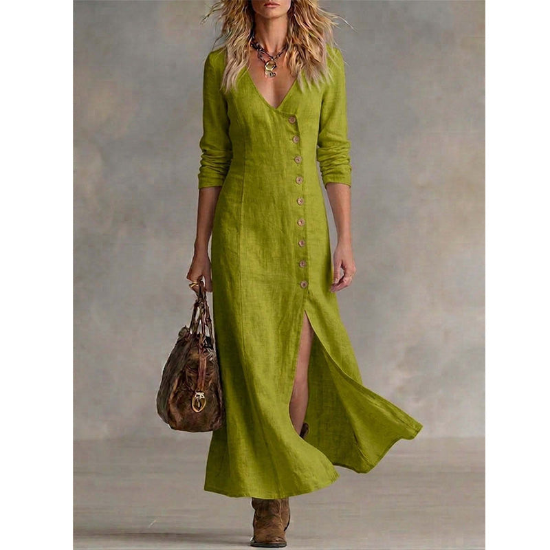Robe chemise à manches longues style vintage