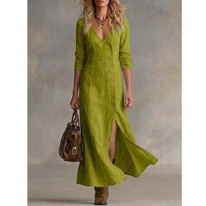 Robe chemise à manches longues style vintage