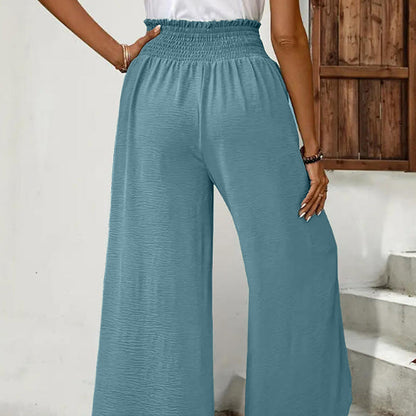 Pantalon large femme décontracté à effet croisé