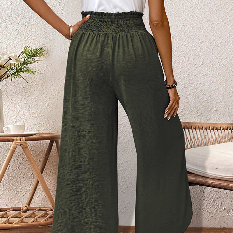 Pantalon large femme décontracté à effet croisé