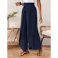 Pantalon large femme décontracté à effet croisé