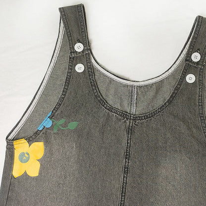 Combinaison en Jean Femme à Imprimé Fleuri | Style Décontracté