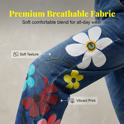 Salopette en Jean Femme à Imprimé Fleuri