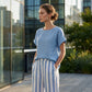 Ensemble Femme Décontracté : Haut Uni et Pantalon Large à Rayures