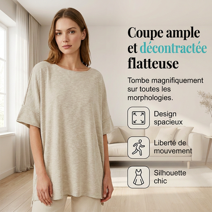 🔥 55 % de réduction 🌼 Haut femme col bateau, coupe large, unicolore ✨