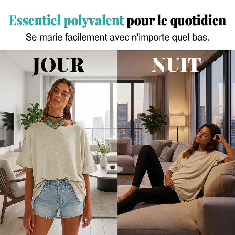 🔥 55 % de réduction 🌼 Haut femme col bateau, coupe large, unicolore ✨