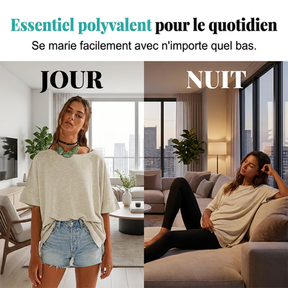 🔥 55 % de réduction 🌼 Haut femme col bateau, coupe large, unicolore ✨