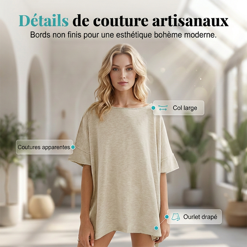 🔥 55 % de réduction 🌼 Haut femme col bateau, coupe large, unicolore ✨