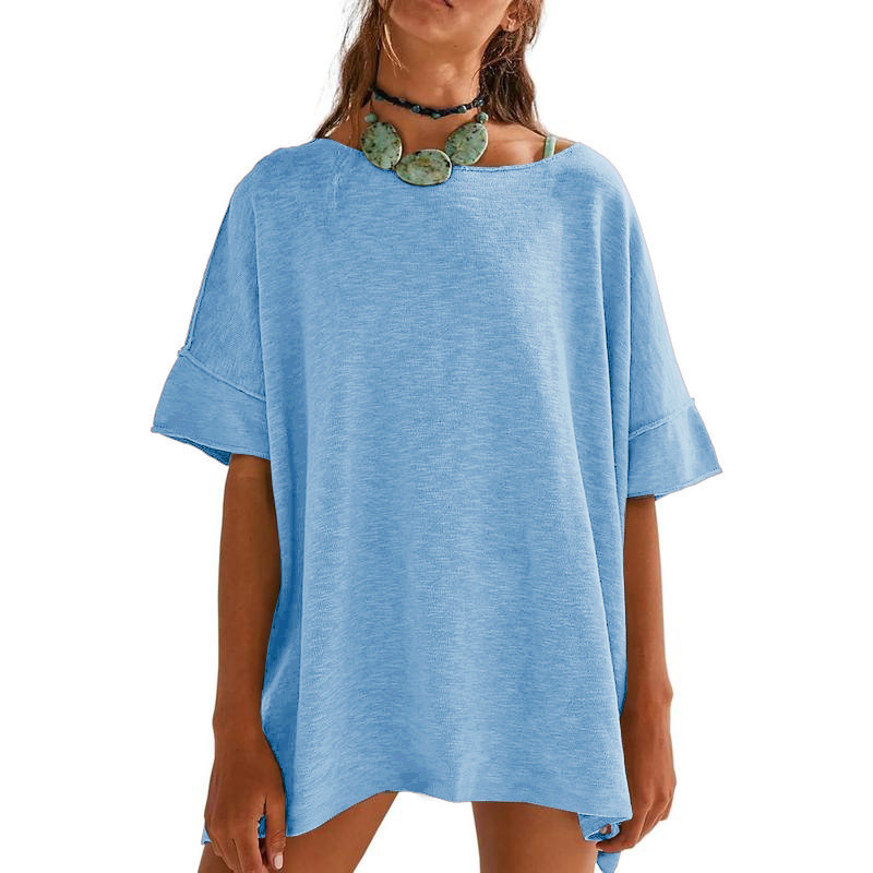 🔥 55 % de réduction 🌼 Haut femme col bateau, coupe large, unicolore ✨