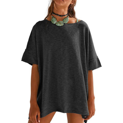 🔥 55 % de réduction 🌼 Haut femme col bateau, coupe large, unicolore ✨