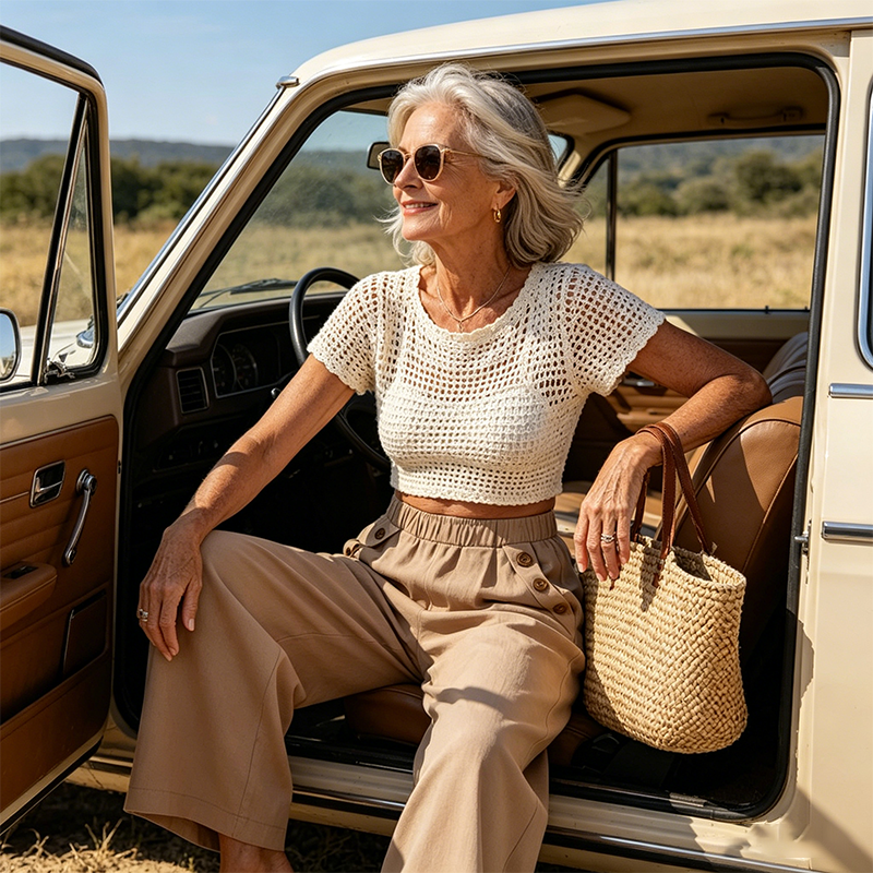Pantalon pour femme à jambes larges et boutons décoratifs