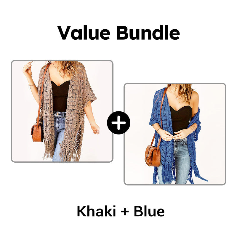 🌸🦋🌼 OFFRE LIMITÉE 50% DE RÉDUCTION! Poncho/Pareo Bohème en Maille Ajourée pour Femme – Ouverture Devant avec Pompons et Franges, Tissu Léger, Idéal pour les Jours Ensoleillés, les Vacances et le Quotidien Chic ✨🎶