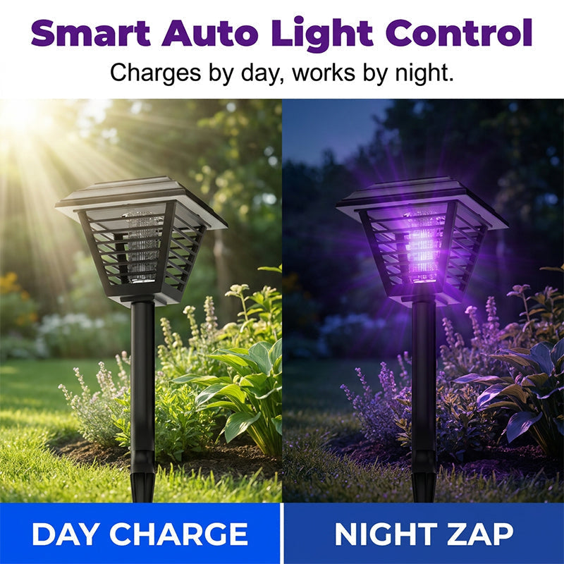 Lampe de jardin et destructrice de moustiques solaire 2 en 1