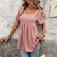 👕 PROMOTION LIMITÉE À -50 % ! ✨ Haut babydoll col carré – Broderie œillet, longueur tunique 🍀